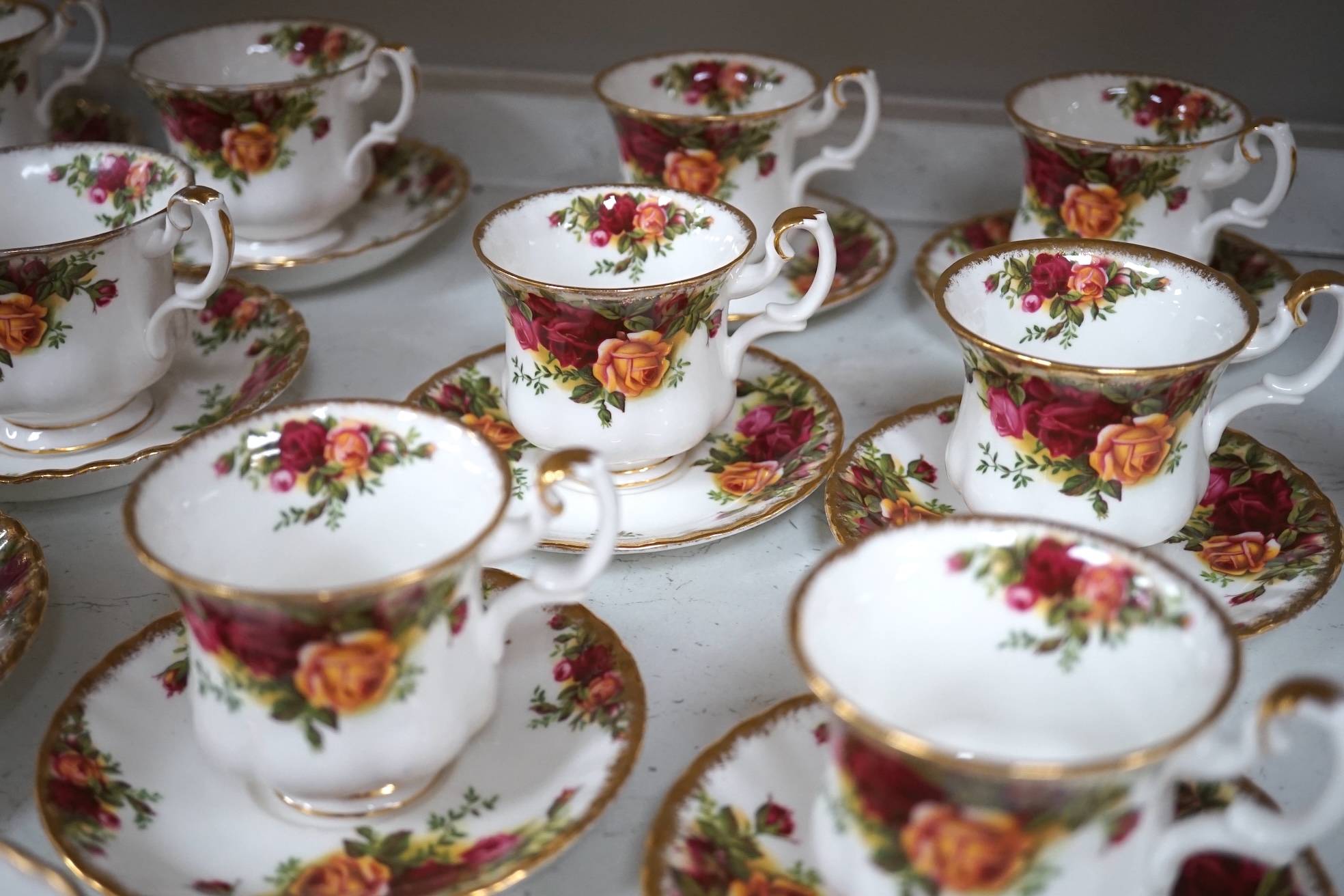 Royal Albert Old Country Roses, part dinner, tea and coffee service. Condition - mostly good